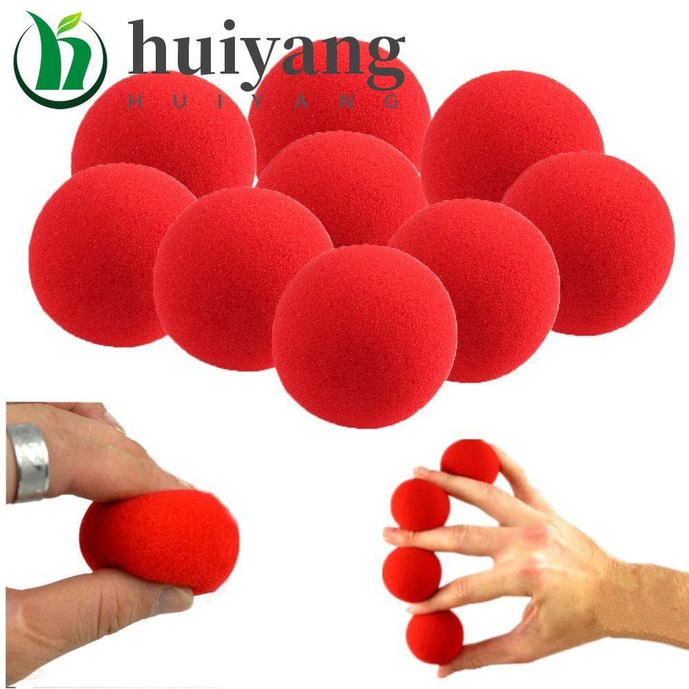 HUIYANG Dedo Esponja Bola 10 Pçs 2.5cm/3.5cm/4.5cm Ilusão Circular Comédia Close-Up Magia Vermelho