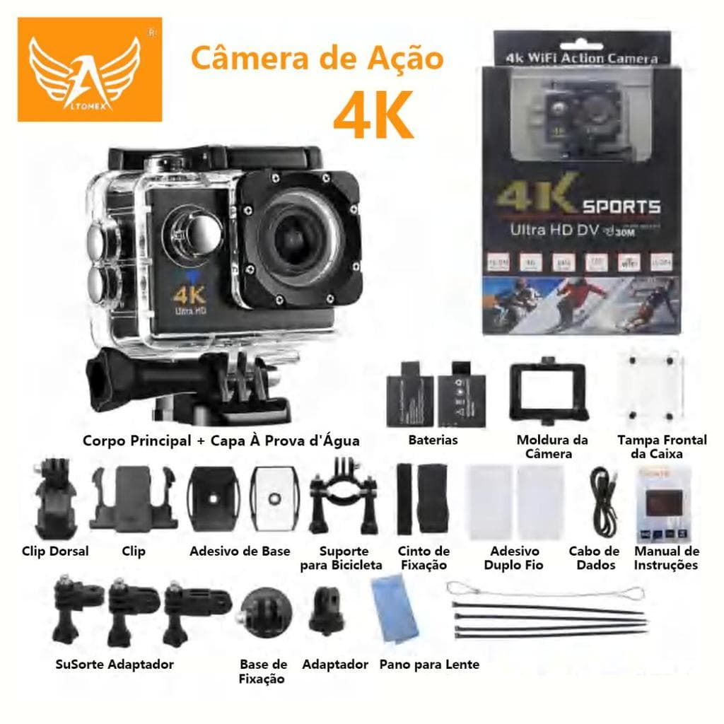 Kit de Câmera De Ação 16 em 1 Câmera De Ação Ultra HD 4K,30fps WiFi 2.0-inch