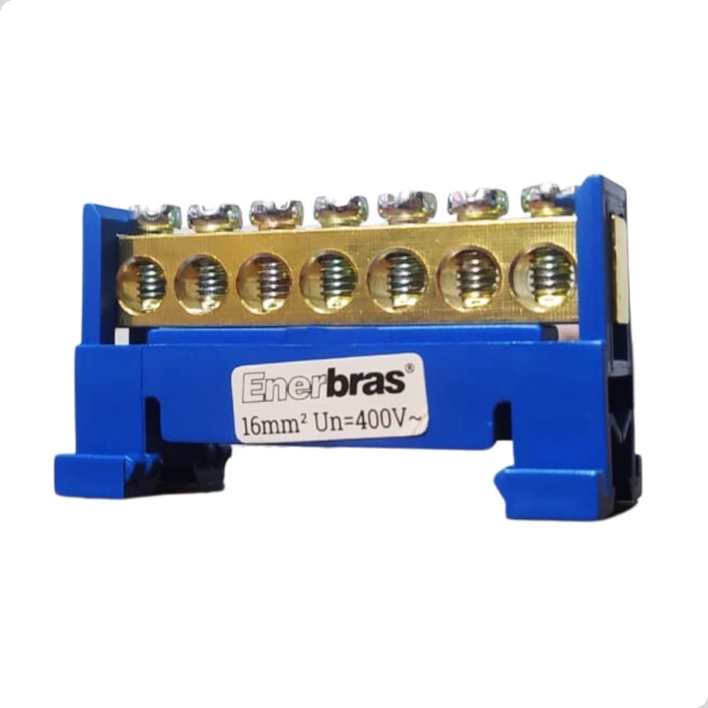 Kit 10 Barramento Borneira Neutro 7 Vias Azul 1,5-16mm2