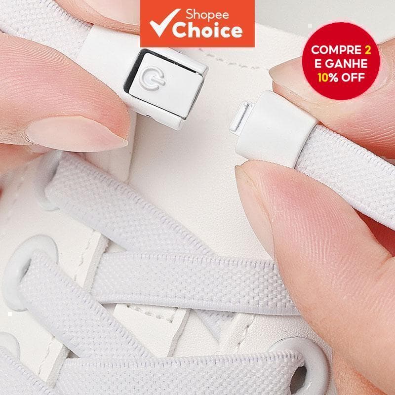 1 Par de Cadarsos Sem Nó com Fecho de Pressão, Lacos Planos de 8mm de Largura, Solução de Lacing Fácil.