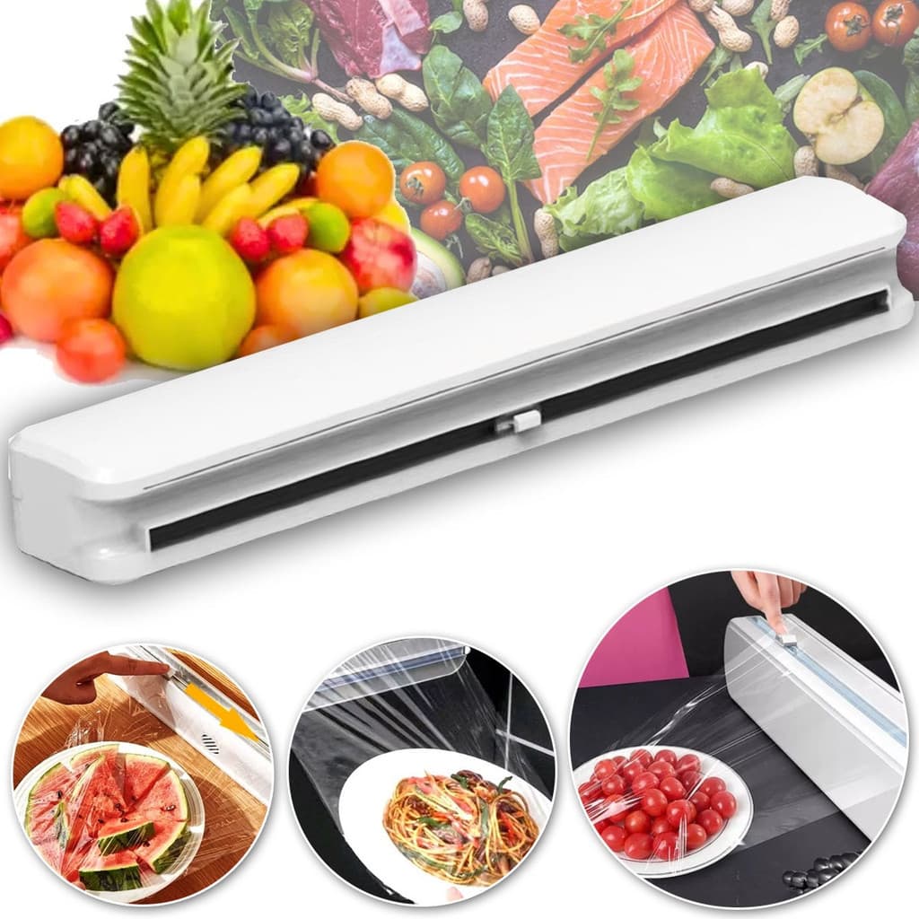 Cortador De Plástico Filme Aluminio  Suporte Ajustável Descartável Ventosa Aderente Cozinha Papel Filme