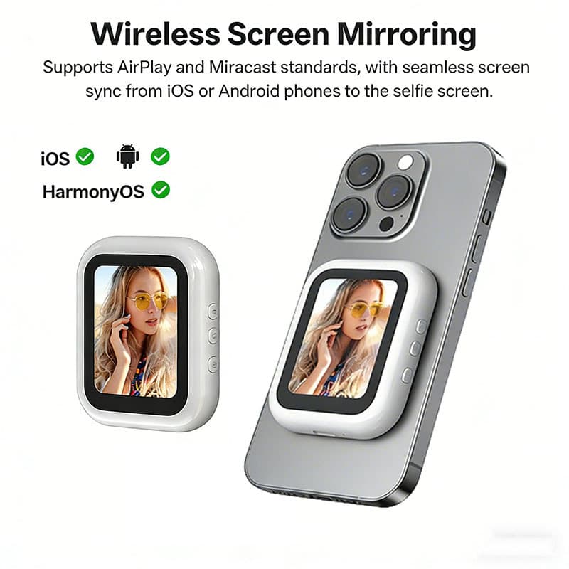 Vlog Selfie Monitor Tela Magnética Telefone Câmera Traseira Com 2.4'HD Display Bluetooth Tiro Remoto Para Ao Vivo