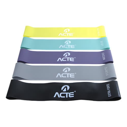 Kit 5 Faixa Elastica Mini Band Profissional Leve Médio Forte Faixa Mista Academia Alongamento Yoga