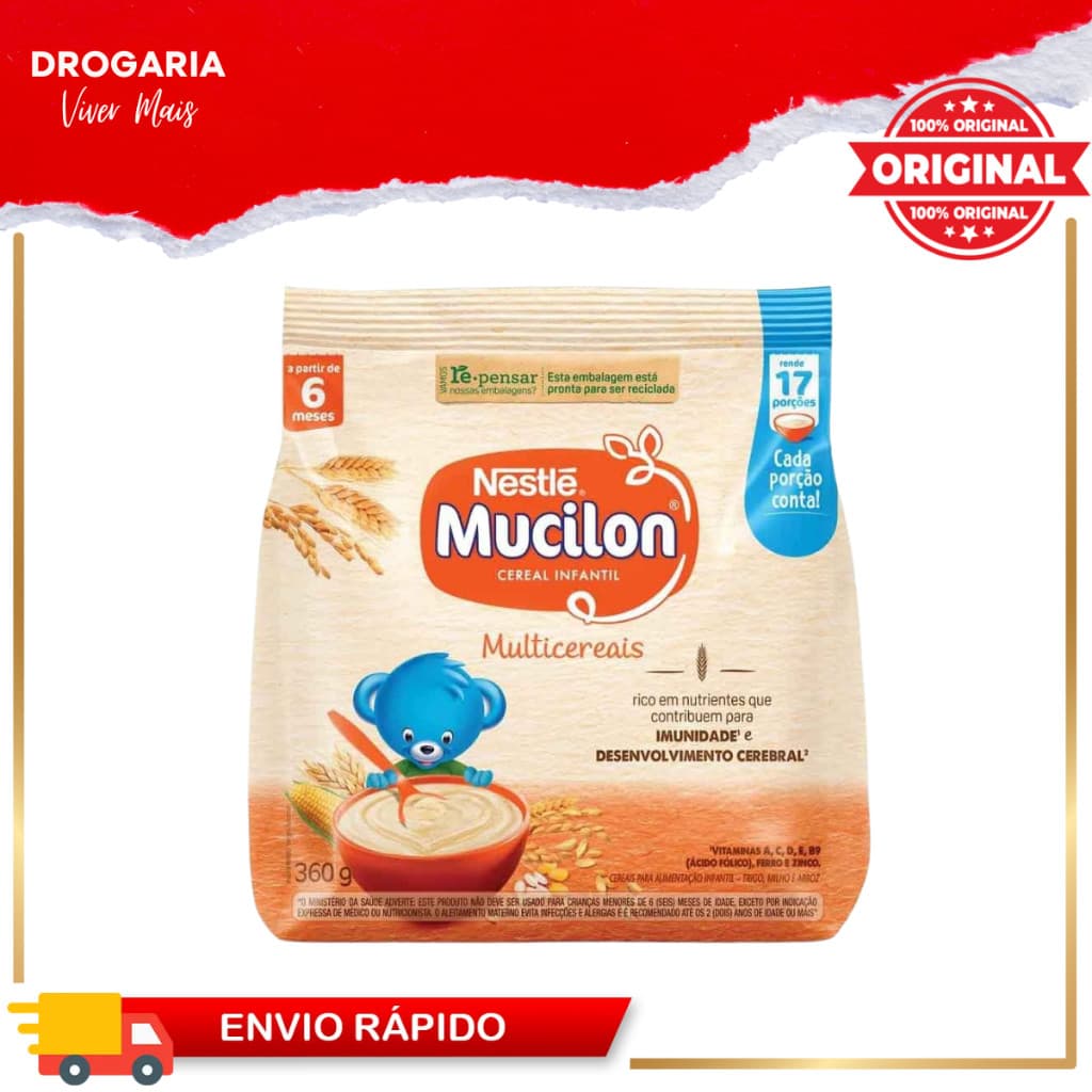 Mucilon Nestle Multi Cereais Sache 360G (1, 2, 3 e 4 Unidades)