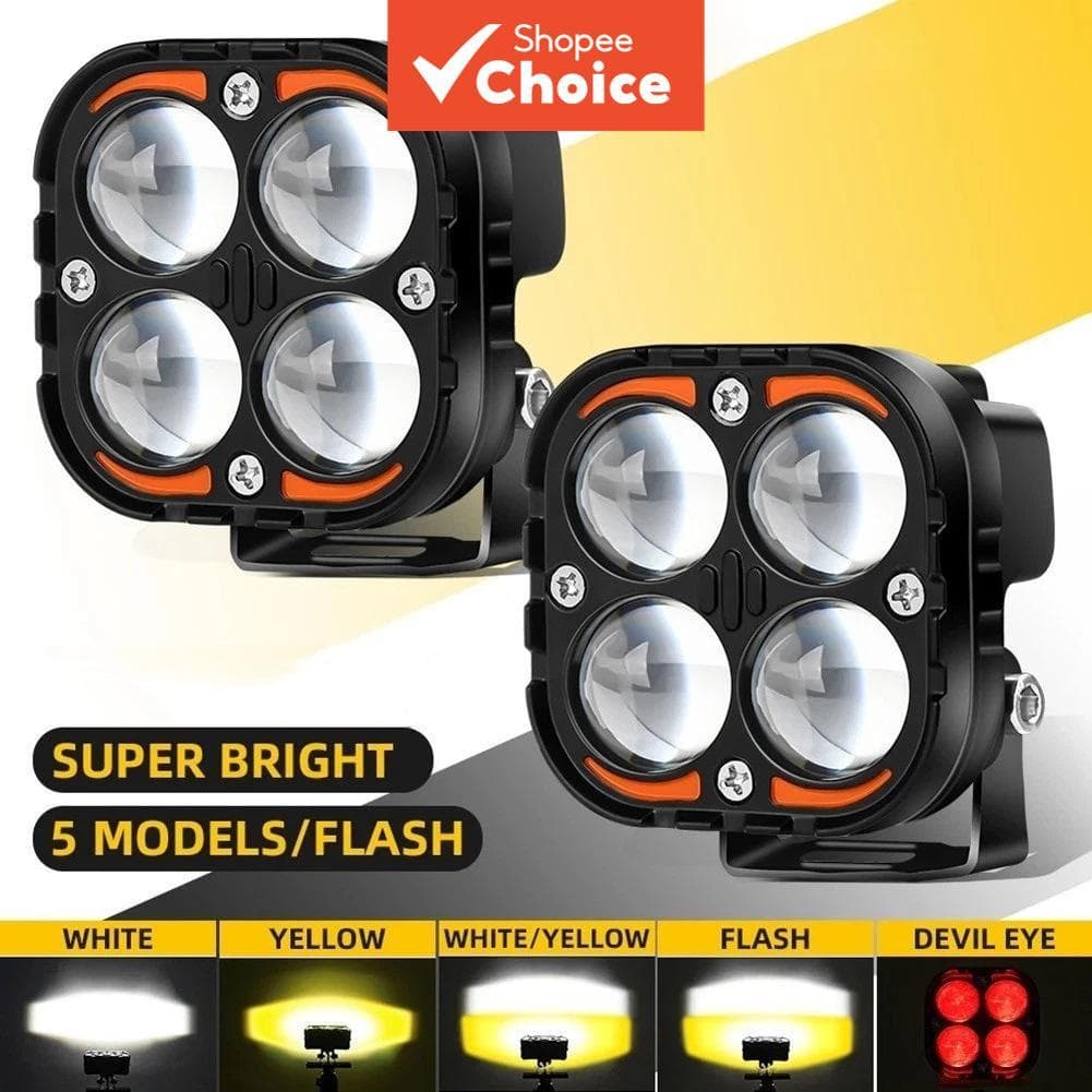  Farol Auxiliar de Motocicleta LED Super Brilhante de Dupla Cor 24V