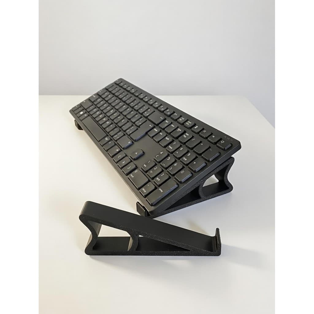 Suporte para Teclado Ergonômico – Elevação para Teclado Grande ou Compacto | Preto e Branco Antiderrapante