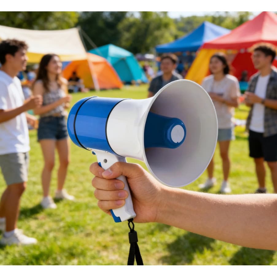 Megafone Portátil Recarregável Gravação Alcance 800m Som Potente Alarme Controle de Volume