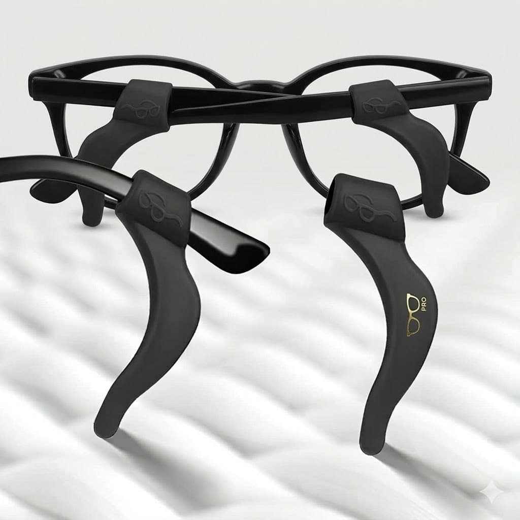 Trava Óculos Antiderrapante Silicone Kit Não Cai Do Rosto Gancho Orelha Haste Conforto