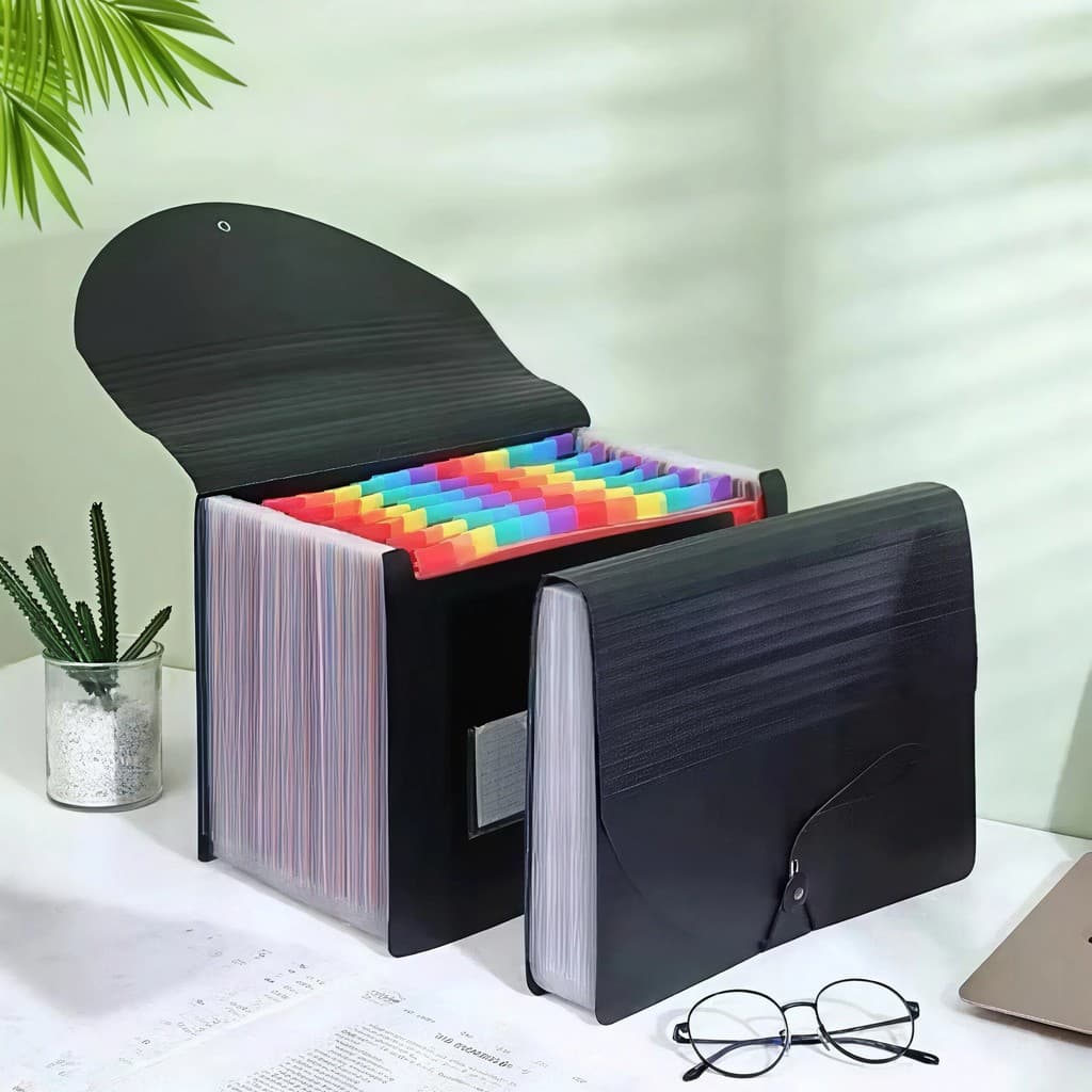 Pasta Sanfonada Arquivo A4 Expansível 25 Divisória Organizadora Para Documentos