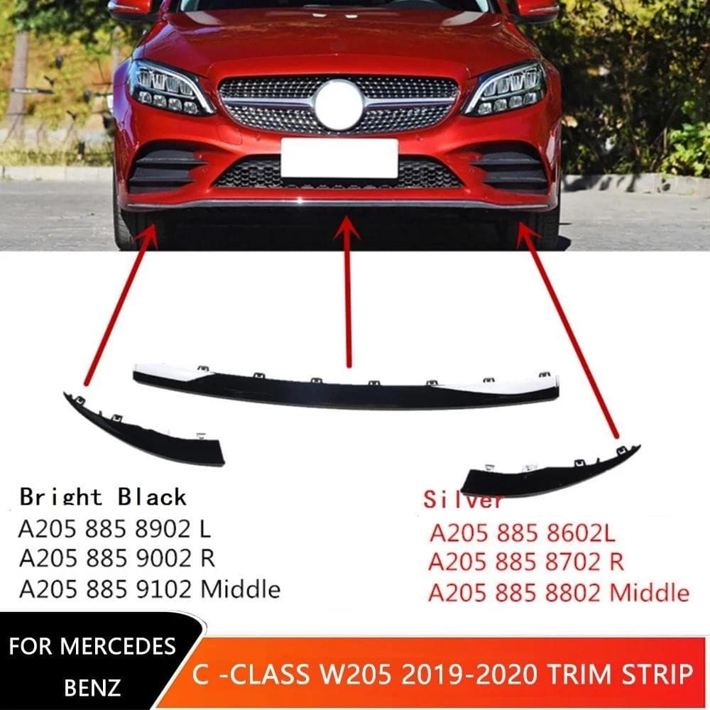 Para Mercedes Benz C-Class W205 2019-2020 Tira Decorativa Do Amortecedor Dianteiro Carro Cromado Queixo Spoiler Divisore