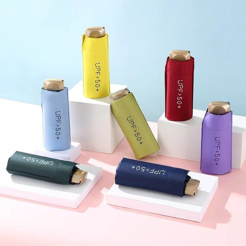 Mini Guarda-Chuva Unissex Estilo Compacto com Bolsa Impermeável