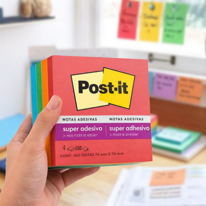 Post-it Diversao 76mm X 76mm 4 Blocos De 100 Folhas cada Bloco de Anotações Colorido