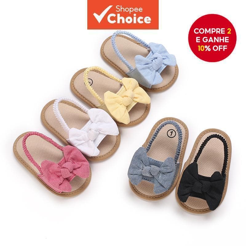 Sandálias De Verão Para Bebês Meninas De 0 A 12 Meses , Detalhe De Arco , Sola Macia , Primeiros Caminhantes , Conforto 