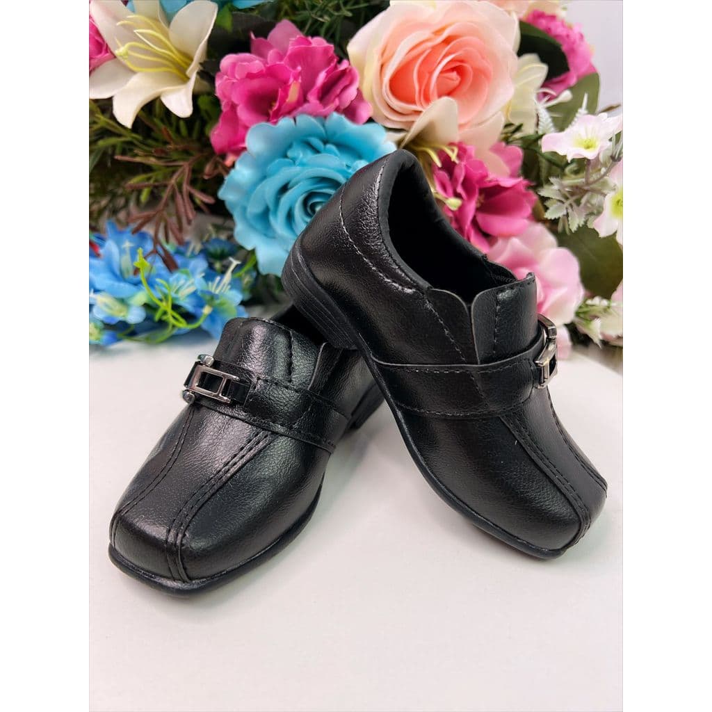Sapato Social Infantil Preto Fosco Sem Cadarço Para Meninos 20-27