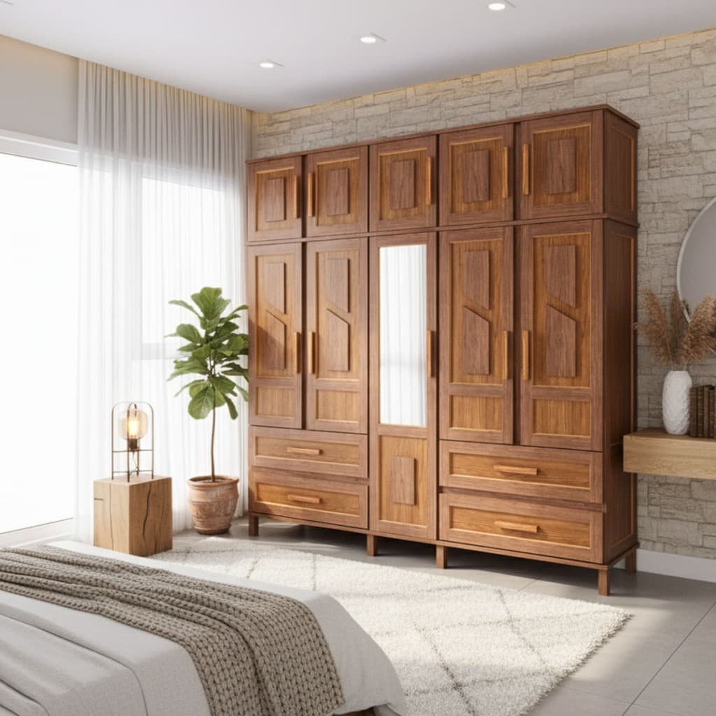 Guarda-Roupa Casal Campo Grande 10 Portas 4 Gavetas com Espelho