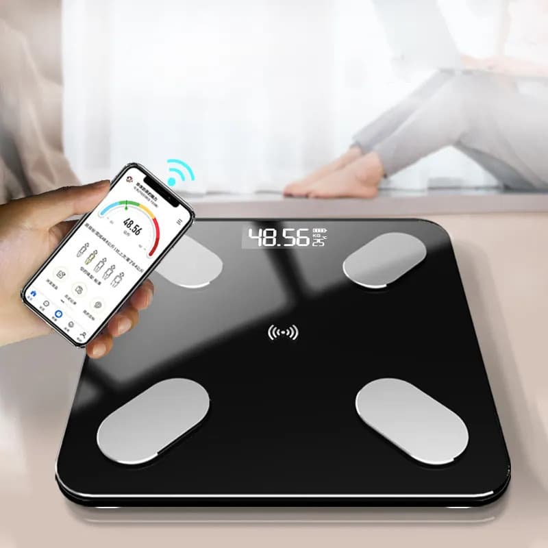 Balança Digital de Bioimpedância Bluetooth Corporal com App até 180kg Alta Precisão Recaregável
