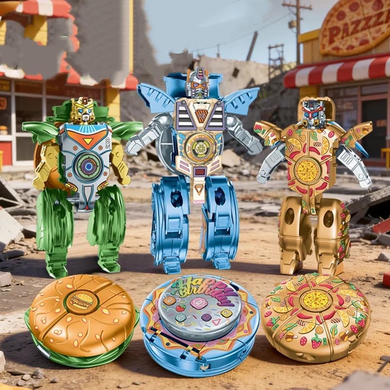 Hambúrguer deformação Fidget spinner dedo spinner deformação Pizza bolo robô adulto brinquedo de descompressão spinner b