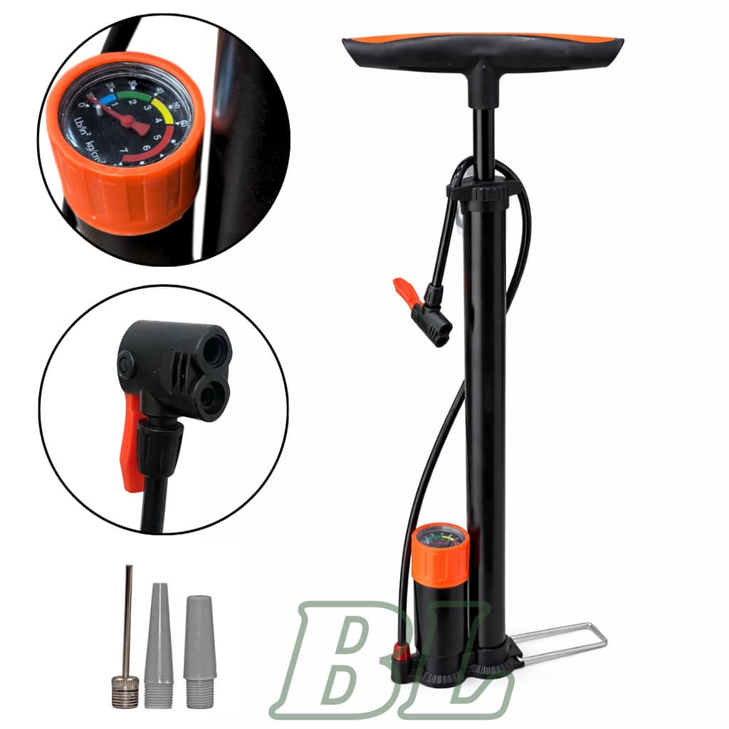 Bomba De Ar Manual Com Manometro Para Pneus Bike Moto Carro Bola Boia Infláveis Adaptador Válvula