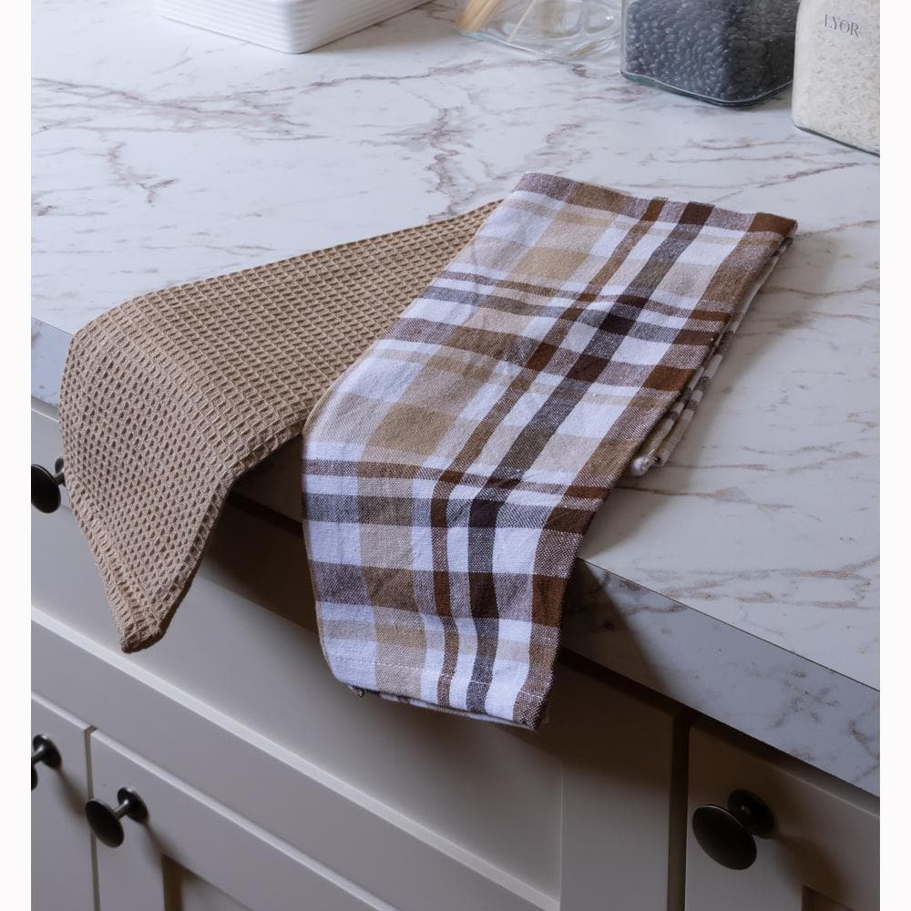 2 Panos de Prato Lyor Verona 60cm x 40cm Marrom Algodão