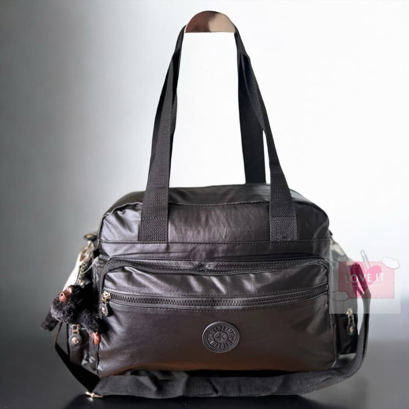 Bolsa Grande Metalizada Academia Transversal Lona Fitness Feminina Tactel Mala de Mão Gringa Faculdade Escola Prom