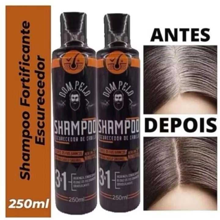 KIT 2 Shampoos Escurecedor Para Cabelo Branco 250ml Dom Pelo - Original