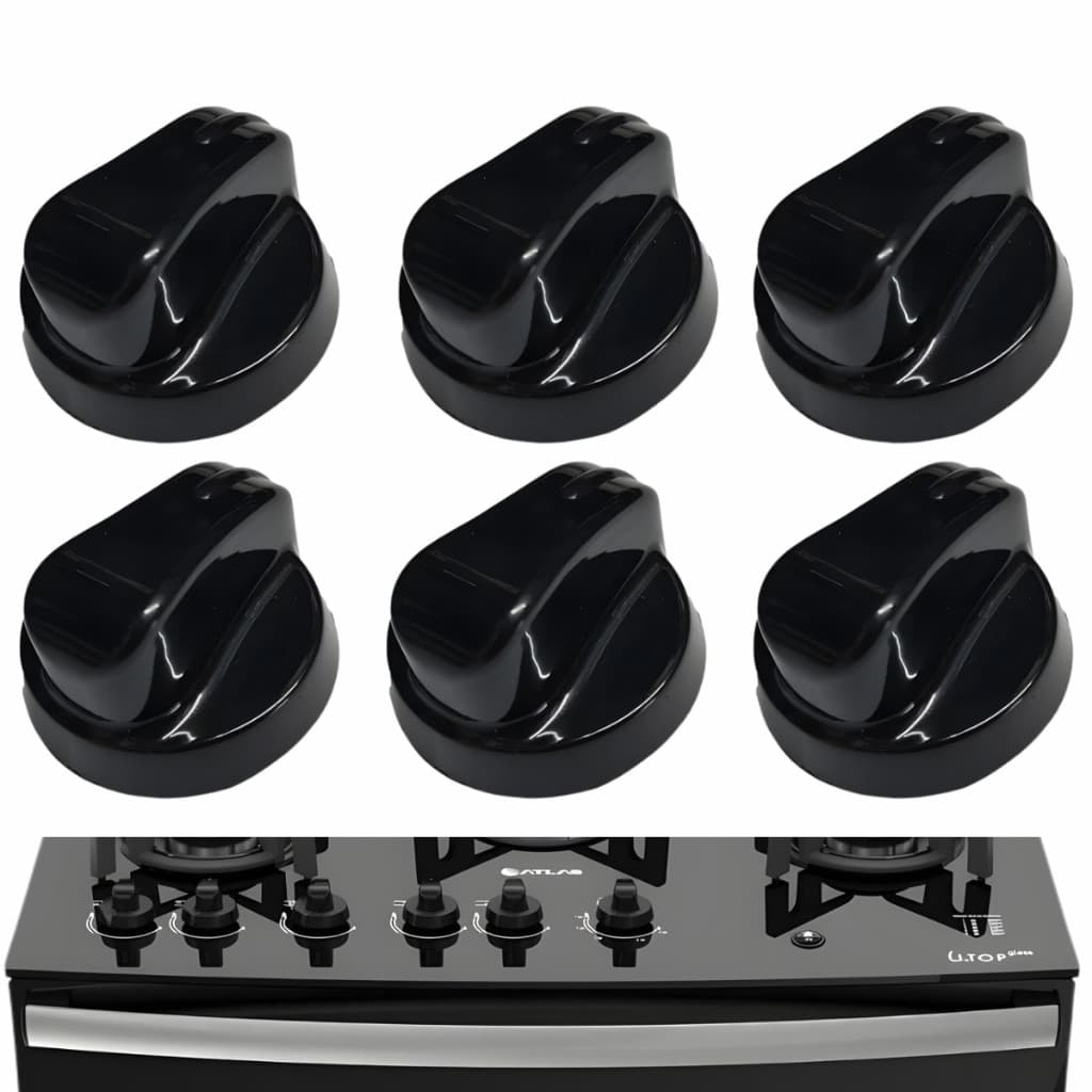 Botão Manipulo Fogão Atlas Utop Glass Agile Glass 4/5 Bocas Original 11337102 Encaixe Perfeito