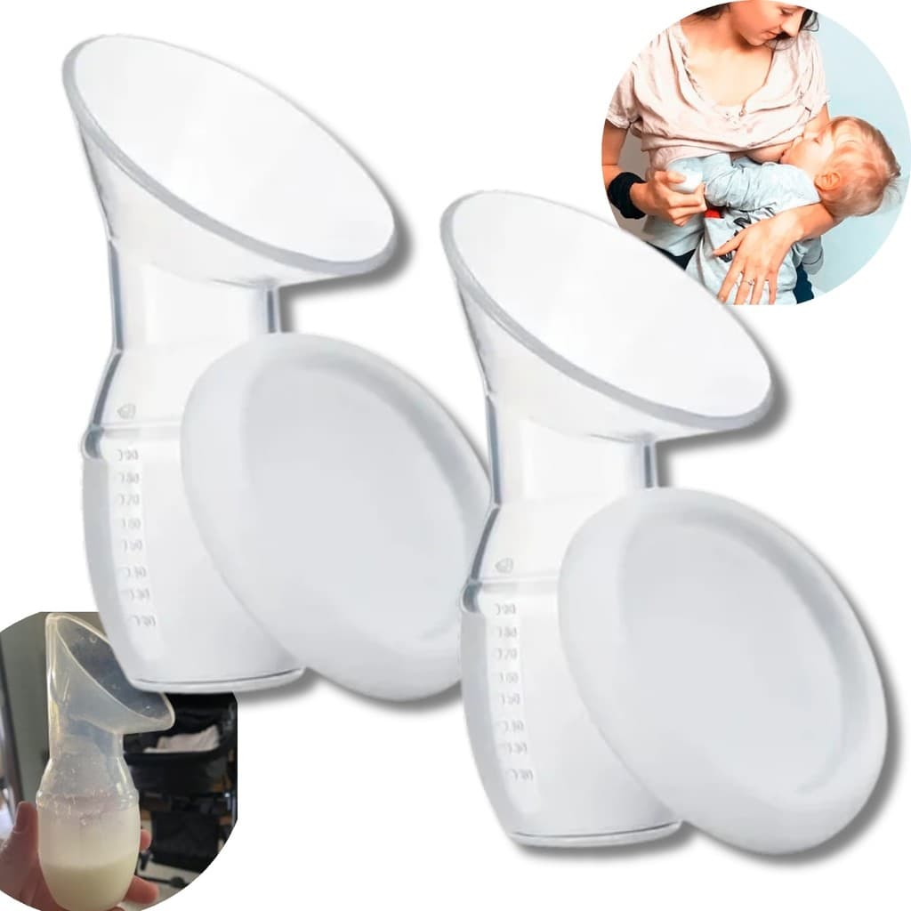 Kit 2 Copo Extrator Coletor De Leite Materno Silicone Atoxico Bpa Free