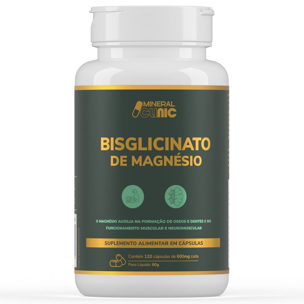 Bisglicinato De Magnésio 600 mg 120 Cápsulas Mineral Clinic