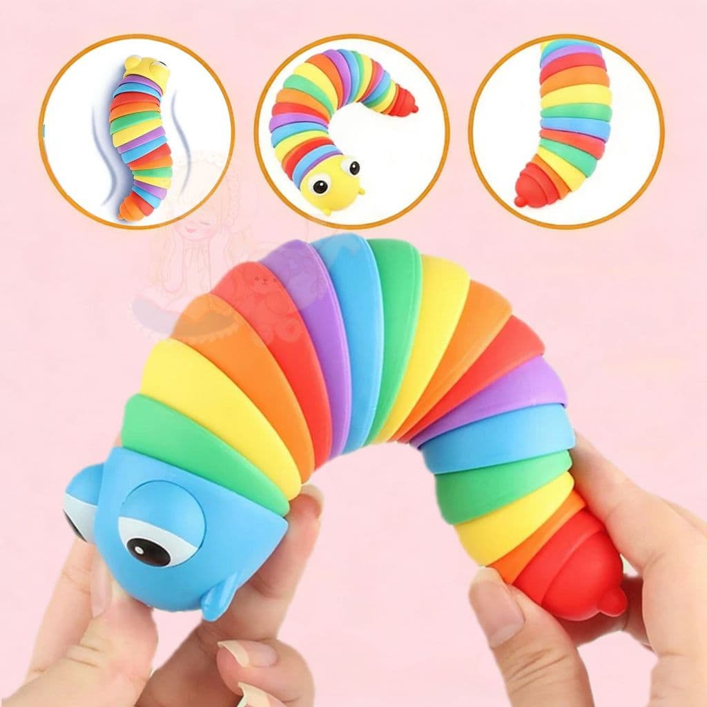 Brinquedo Lagarta Arco-Íris Estimula Desenvolvimento Motor e Cognitivo Infantil