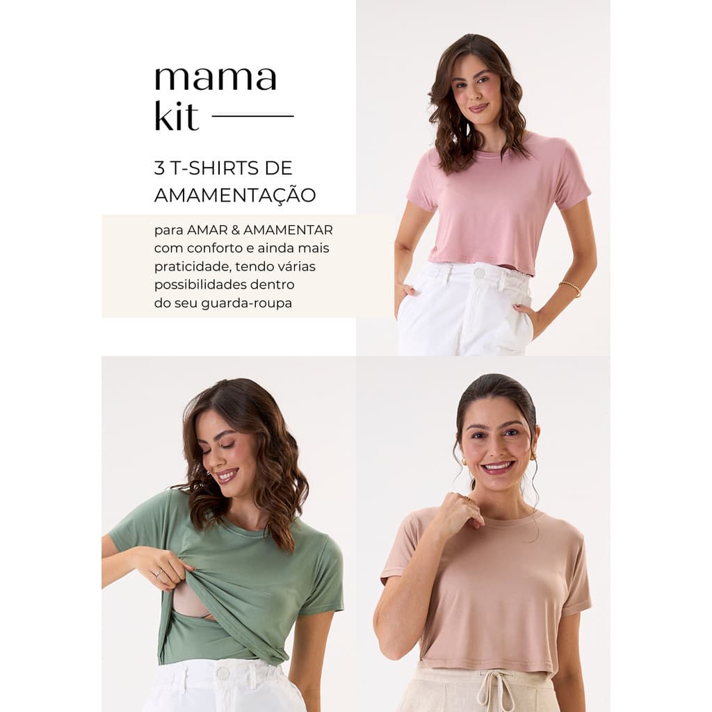 MAMAKIT | KIT 3 BLUSAS DE AMAMENTAÇÃO | NUDE • ROSA CHÁ • VERDE FOLHA