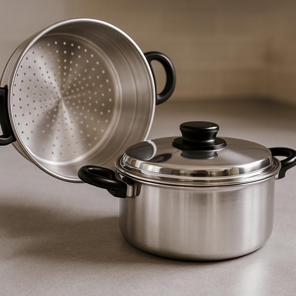 Panela a Vapor de Alumínio 3,4L 2 em 1 Legumes e Arroz Multiuso