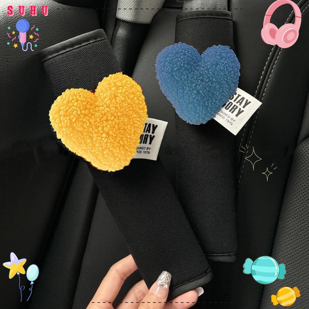 SUHU Almofada De Ombro Para Cinto De Segurança De Carro , Capa Macia Com Coração De Amor , Proteção Peito
