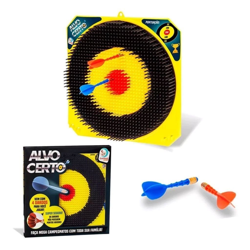 Jogo De Dardos Infantil Alvo Certo - 4 Dardos - Sem Ponta - Super Seguro