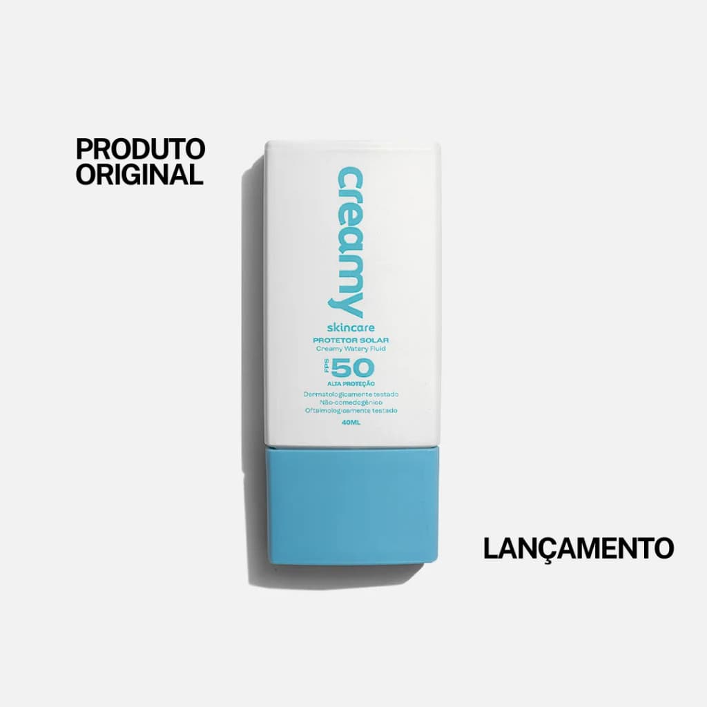 Protetor Solar Creamy SkinCare Watery Fluid FPS 50 - 40 Ml Toque Seco, Efeito Matte, Rápida Absorção, Resistente à Agua