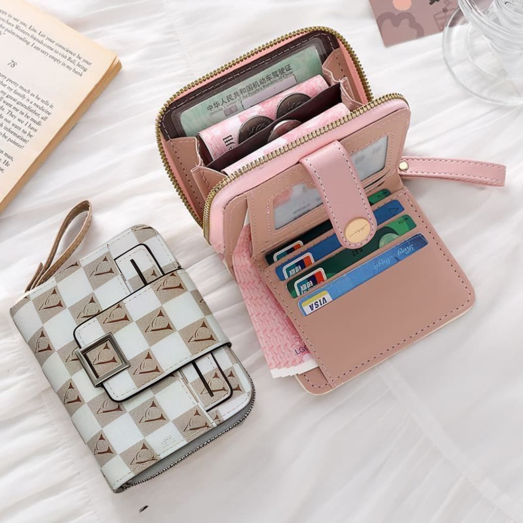 Nova Carteira de Pulso Feminina com Alça Curta e Grande Capacidade para Moeda e Cartão MM