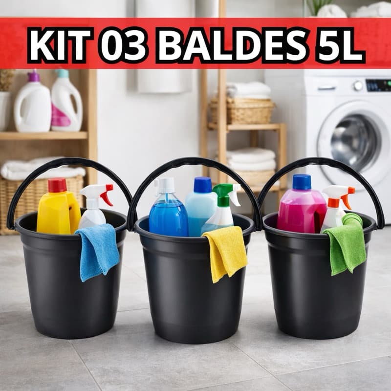 Balde 7,5L Super Resistente  | Balde Plástico Reforçado | Kit 1, 2 ou 3 Unidades