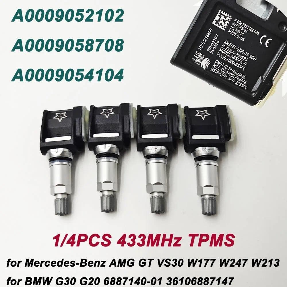 1/4Pcs A0009052102 Sensor De Pressão Dos Pneus 433MHz TPMS Para Mercedess-Benzz CLS W177 A0009054104 A0009058708 A000905