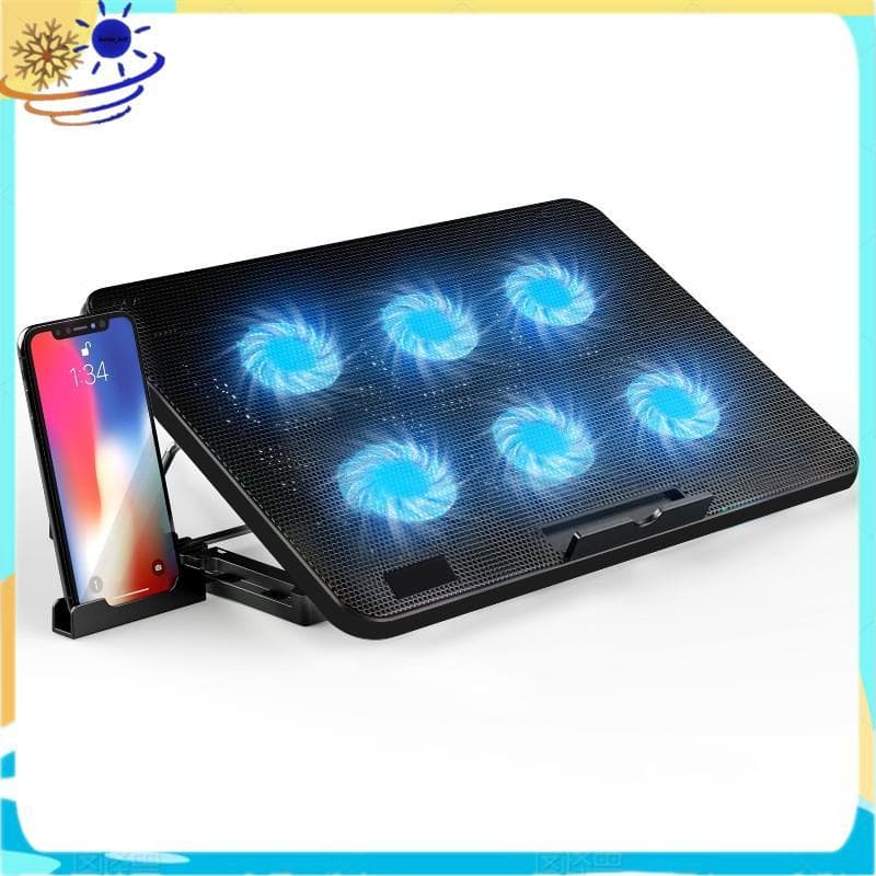 Suporte De Resfriamento Preto Para Laptop Com Hub USB Velocidade De Ventilador Ajustável De 6 Ventiladores Laptops De 13