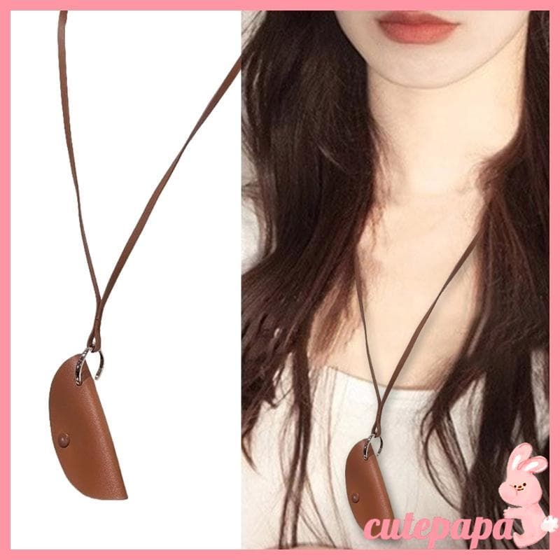 cutepa Elegante Couro Chave Bolsa Colar Caso Armazenamento Pingente Do Plutônio Para Entusiastas Da