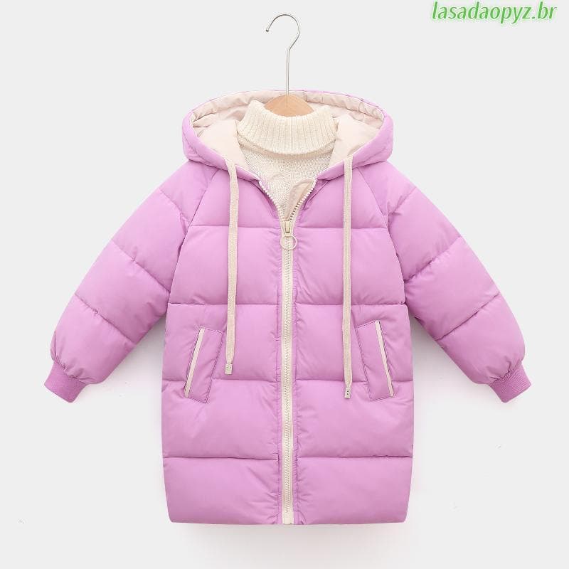Casaco De Inverno Para Menino Menina Crianças Longo E Espesso parka Com Capuz Neve
