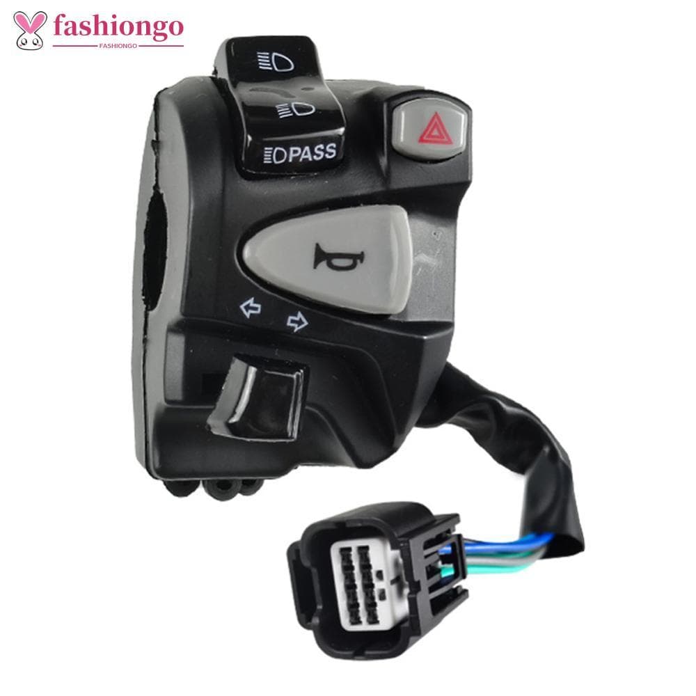 FASHIONGO Interruptor De Alça De Motocicleta Com Luz Pssing De Perigo PLug Chifre Advertência Botão De Sinal De Volta Pa