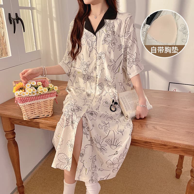 Com almofada no peito mulheres grávidas camisola feminina algodão estilo de comprimento médio esperando pela maternidade