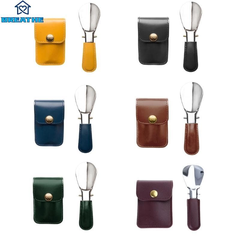 Calçadeira Dobrável BREATH Buzina Sapato Aço Inoxidável Capa Couro PU Para Home