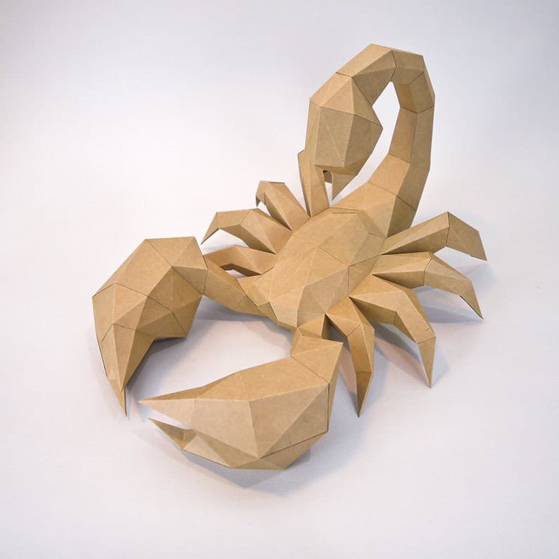 MOMO Molde de papel tridimensional Papel Kraft Molde de papel de escorpião Cena tridimensional Modelo 3d Quarto Sala de 