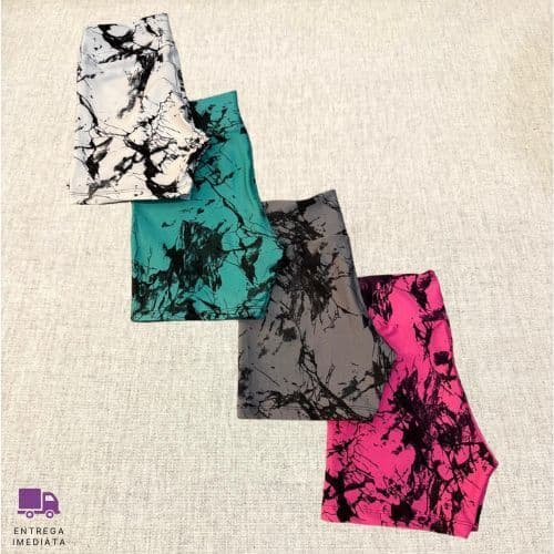 Kit 4 Shorts Academia Feminino Tie Dye Cintura Alta