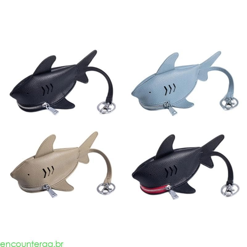 Encountera Bolsa Chave Tubarão Detalhe Relevo Couro Refinado Fechamento