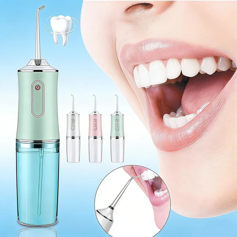 Irrigador 3 em 1 – Tecnologia USB, Jato de Água e Fio Dental Recarregável