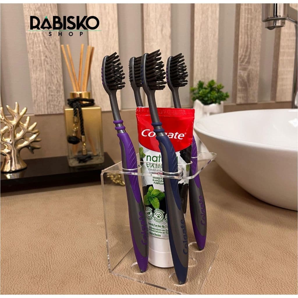 Suporte para Escova e Pasta de Dente em Acrílico