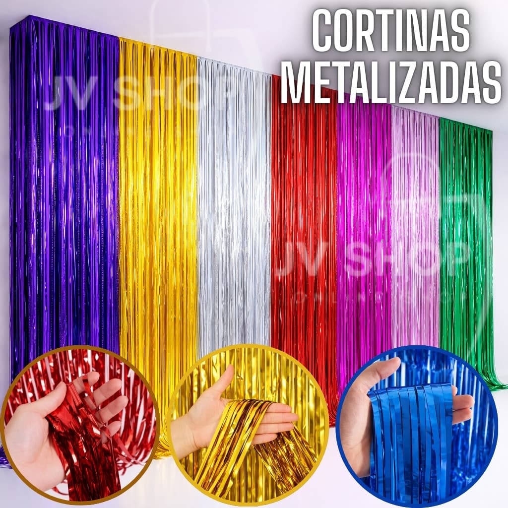 Cortina Metalizada 1x2m Painel Decorativo Decoração Festa