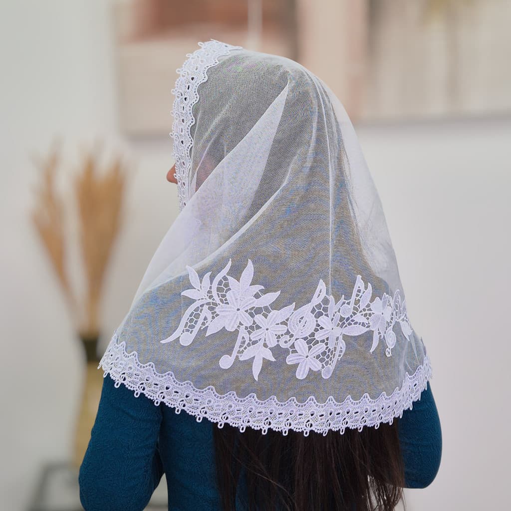 Véu Ccb Congregação Cristã Organista Renda e Aplique Musical Adulto (mod. Adele)